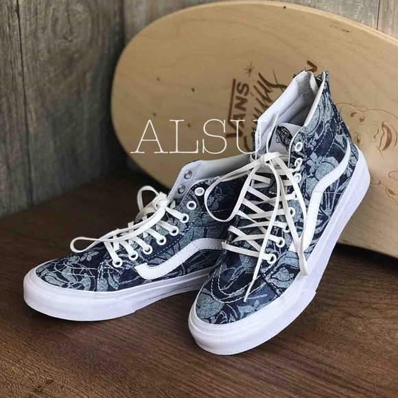 VANS SK8-HI MTE Floral Zip Blue Kid’s AUTHENTIC - Picture 3 of 6